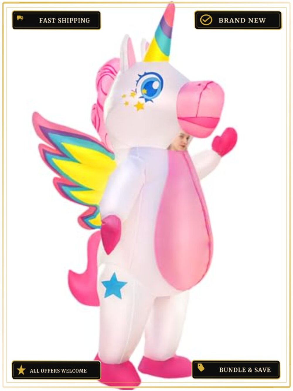 Inflatable Unicorn Costume Adult Waterproof Polyester Blow Up Suit Halloween